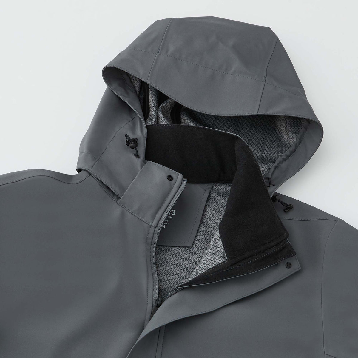 Roots73 Napanee Recycled Waterproof Softshell Jacket for Men Debossing - Charcoal - Detail Collar