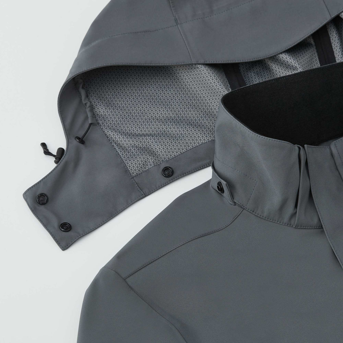 Roots73 Napanee Recycled Waterproof Softshell Jacket for Men Debossing - Charcoal - Detail Hood