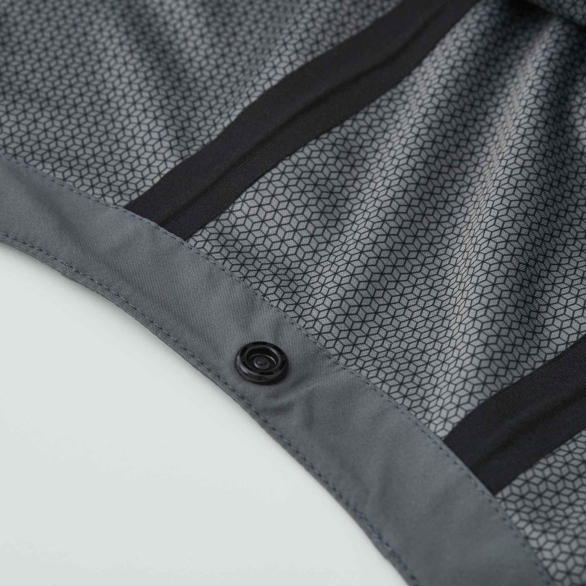 Roots73 Napanee Recycled Waterproof Softshell Jacket for Men Transfer - Charcoal - Detail Hood Button