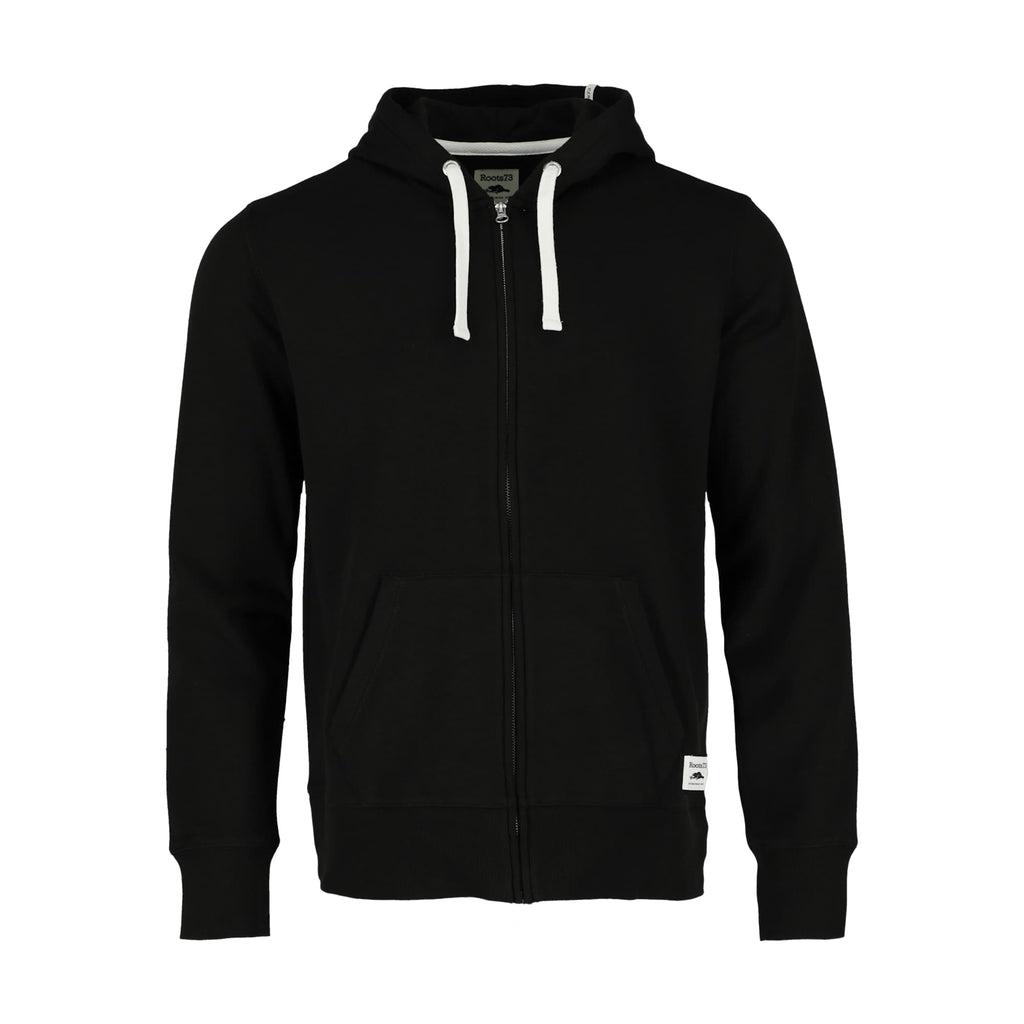 Roots73 Paddlecreek Full Zip Fleece Hoodie for Men Embroidery - Black - Front Flat