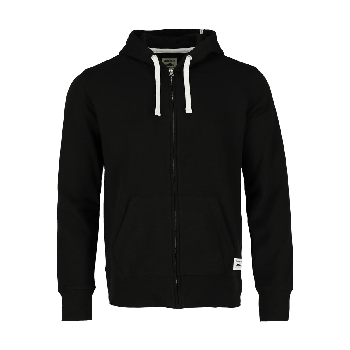 Roots73 Paddlecreek Full Zip Fleece Hoodie for Men Embroidery - Black - Front Flat