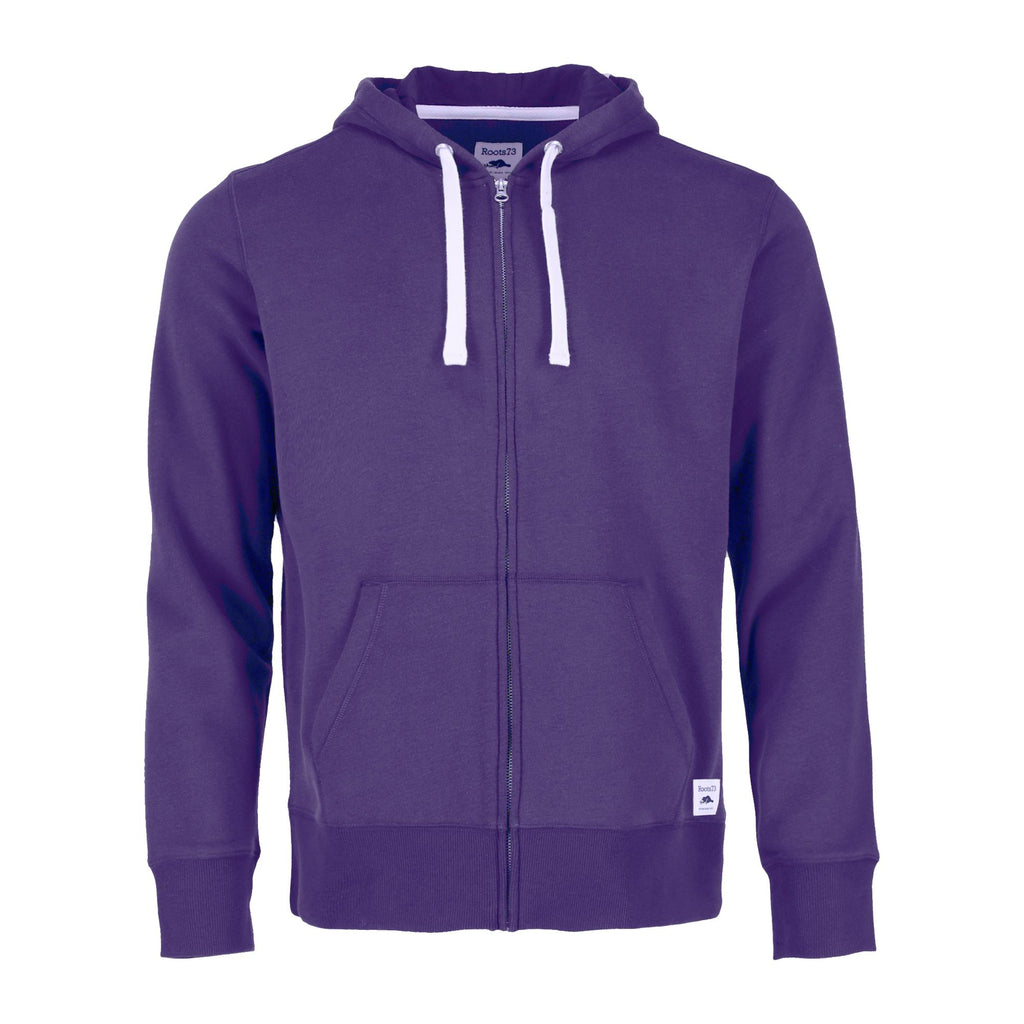 Roots73 Paddlecreek Full Zip Fleece Hoodie for Men Embroidery - Bright Purple - Front Flat