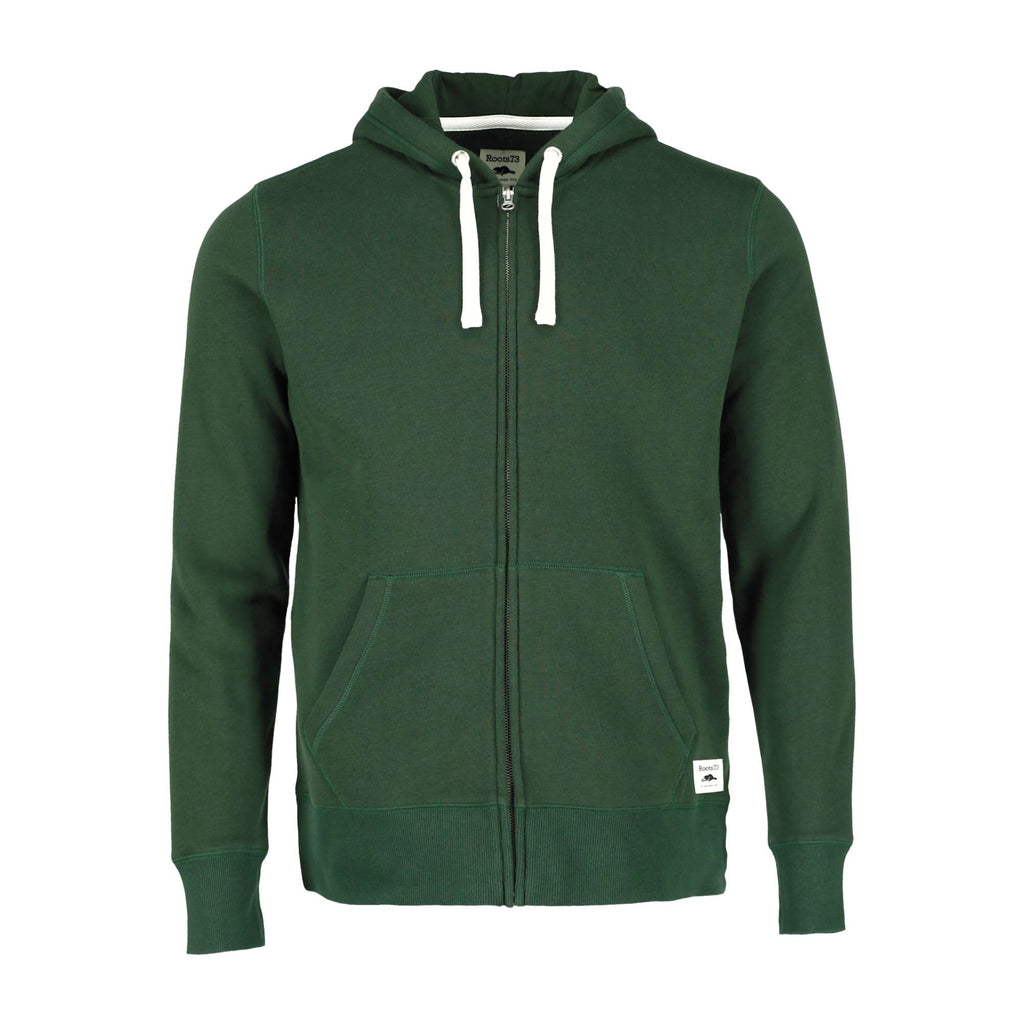 Roots73 Paddlecreek Full Zip Fleece Hoodie for Men Embroidery - Pine Green - Front Flat