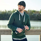 Roots73 Paddlecreek Full Zip Fleece Hoodie for Men Embroidery - Pine Green - On Model