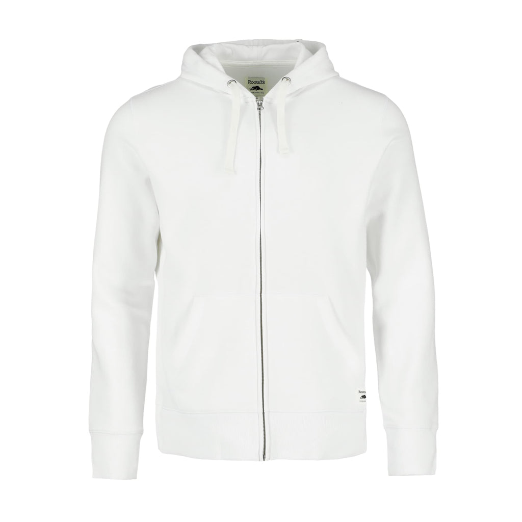 Roots73 Paddlecreek Full Zip Fleece Hoodie for Men Embroidery - White - Front Flat