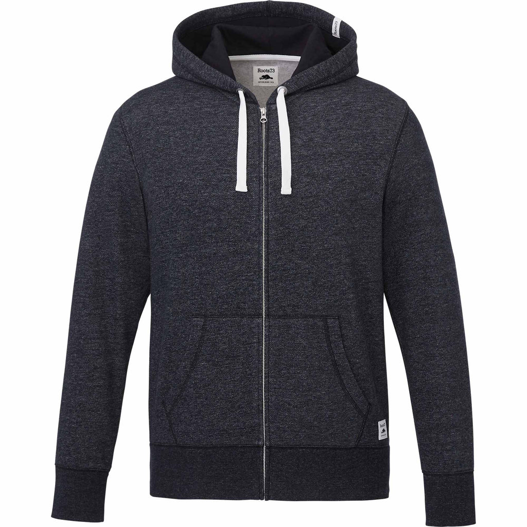 Roots73 Paddlecreek Full Zip Fleece Hoodie for Men Transfer - Black Mix - Front