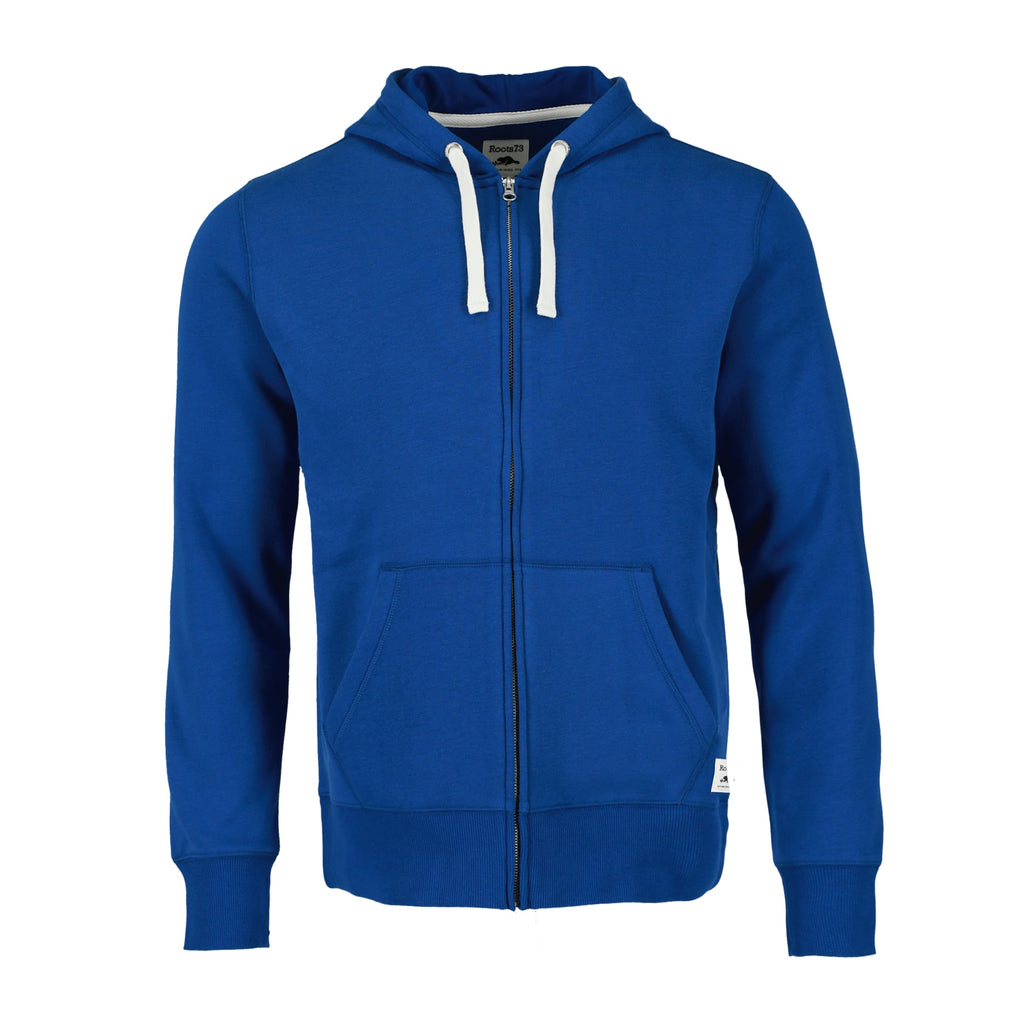 Roots73 Paddlecreek Full Zip Fleece Hoodie for Men Transfer - Cobalt - Front Flat