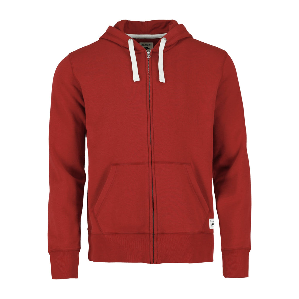 Roots73 Paddlecreek Full Zip Fleece Hoodie for Men Transfer - Dark Red - Front Flat