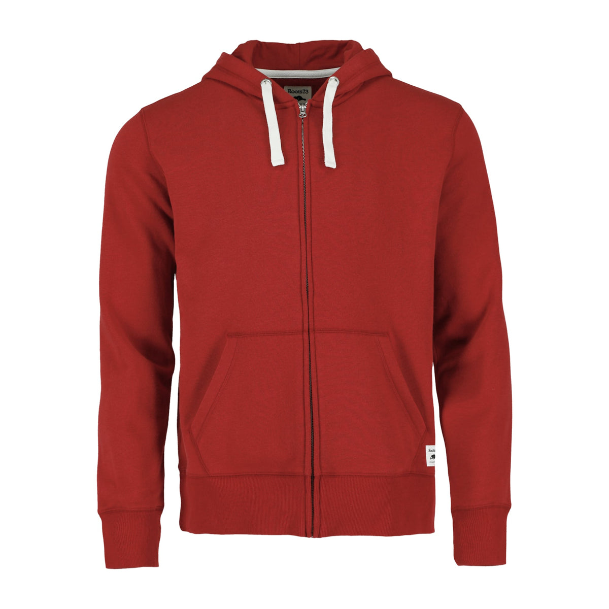 Roots73 Paddlecreek Full Zip Fleece Hoodie for Men Transfer - Dark Red - Front Flat