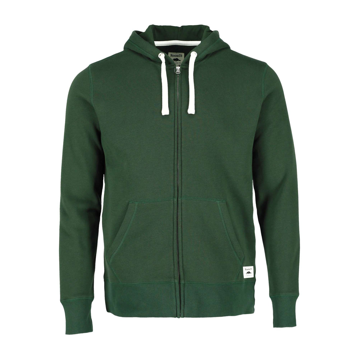 Roots73 Paddlecreek Full Zip Fleece Hoodie for Men Transfer - Pine Green - Front Flat