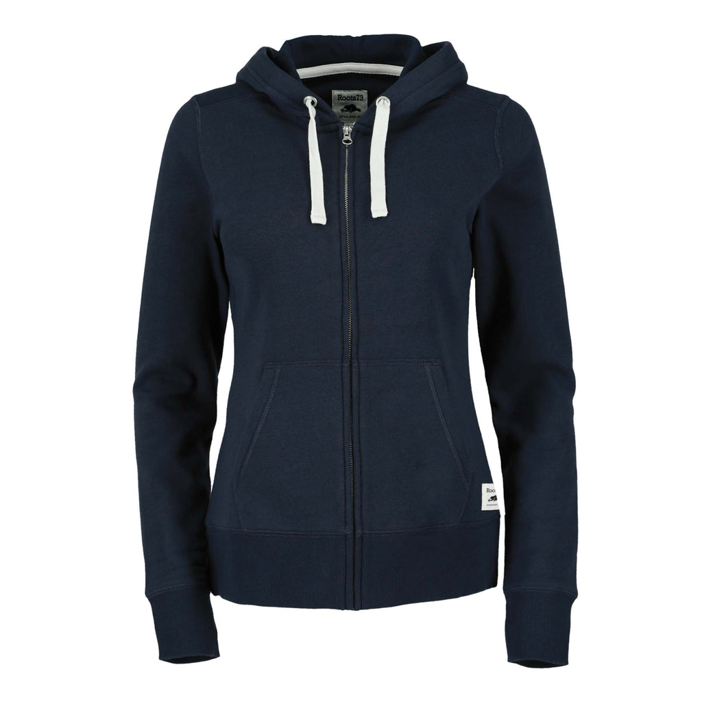 Roots73 Paddlecreek Full Zip Fleece Hoodie for Women Transfer - Atlantic Navy - Front Flat