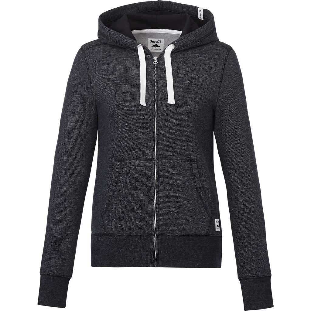 Roots73 Paddlecreek Full Zip Fleece Hoodie for Women Transfer - Black Mix - Front