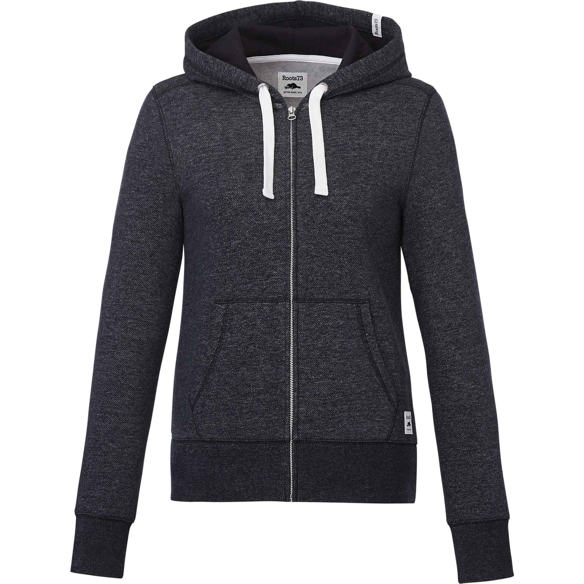 Roots73 Paddlecreek Full Zip Fleece Hoodie for Women Transfer - Black Mix - Front