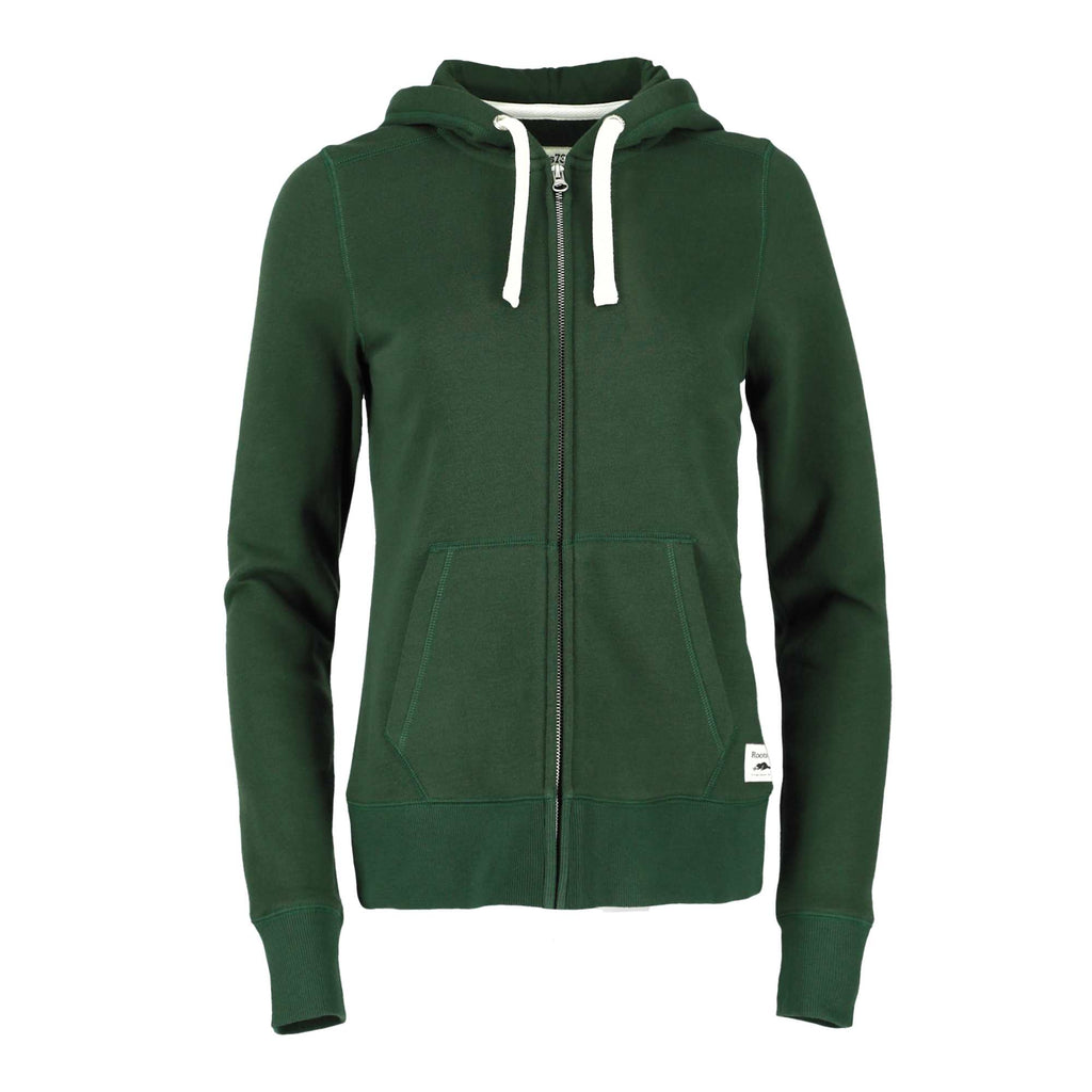 Roots73 Paddlecreek Full Zip Fleece Hoodie for Women Transfer - Pine Green - Front Flat
