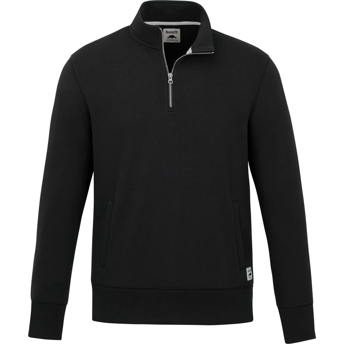 Roots73 Paddlecreek Sueded Fleece Quarter Zip for Men Transfer - Black - Front
