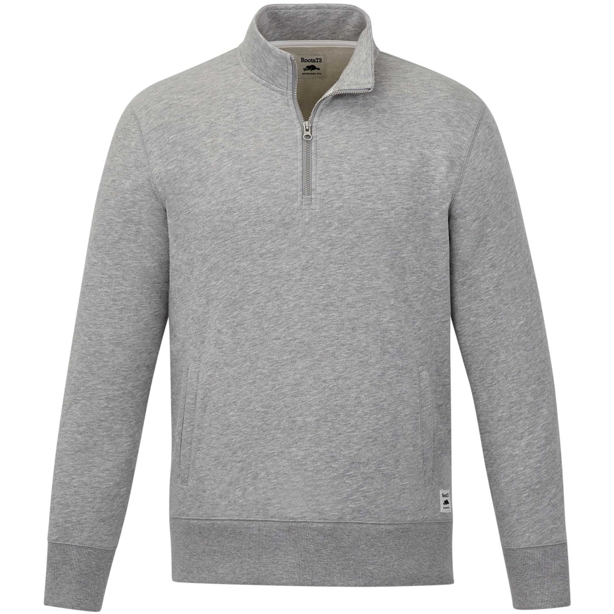 Roots73 Paddlecreek Sueded Fleece Quarter Zip for Men Transfer - Grey Mix - Front