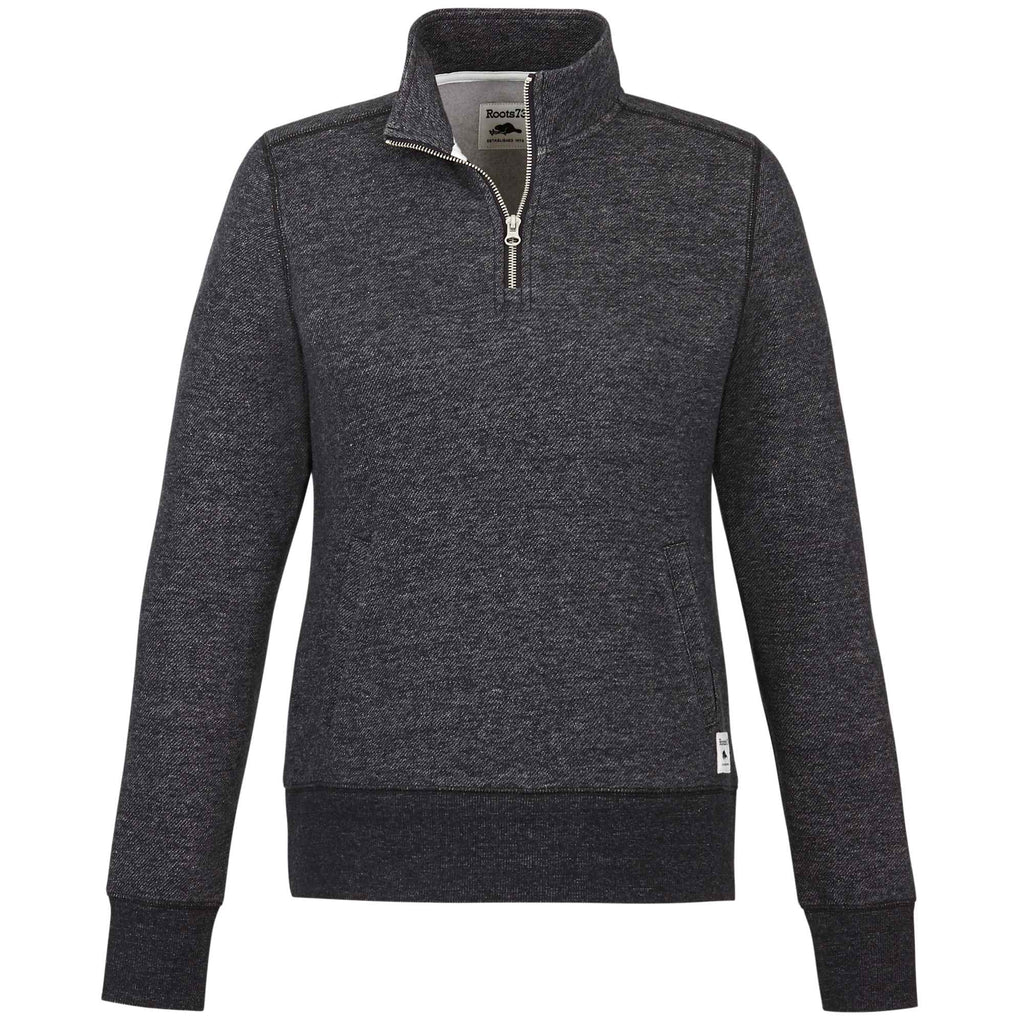 Roots73 Paddlecreek Sueded Fleece Quarter Zip for Women Transfer - Black Mix - Front