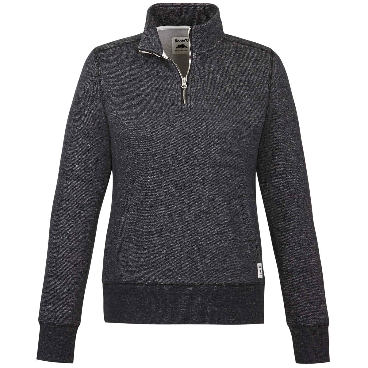 Roots73 Paddlecreek Sueded Fleece Quarter Zip for Women Transfer - Black Mix - Front