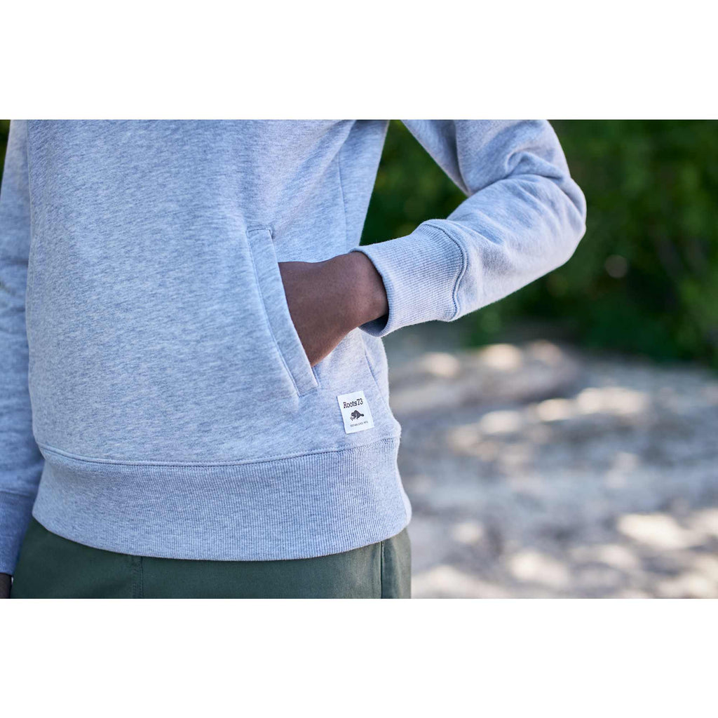 Roots73 Paddlecreek Sueded Fleece Quarter Zip for Women Transfer - Grey Mix - On Model Detail