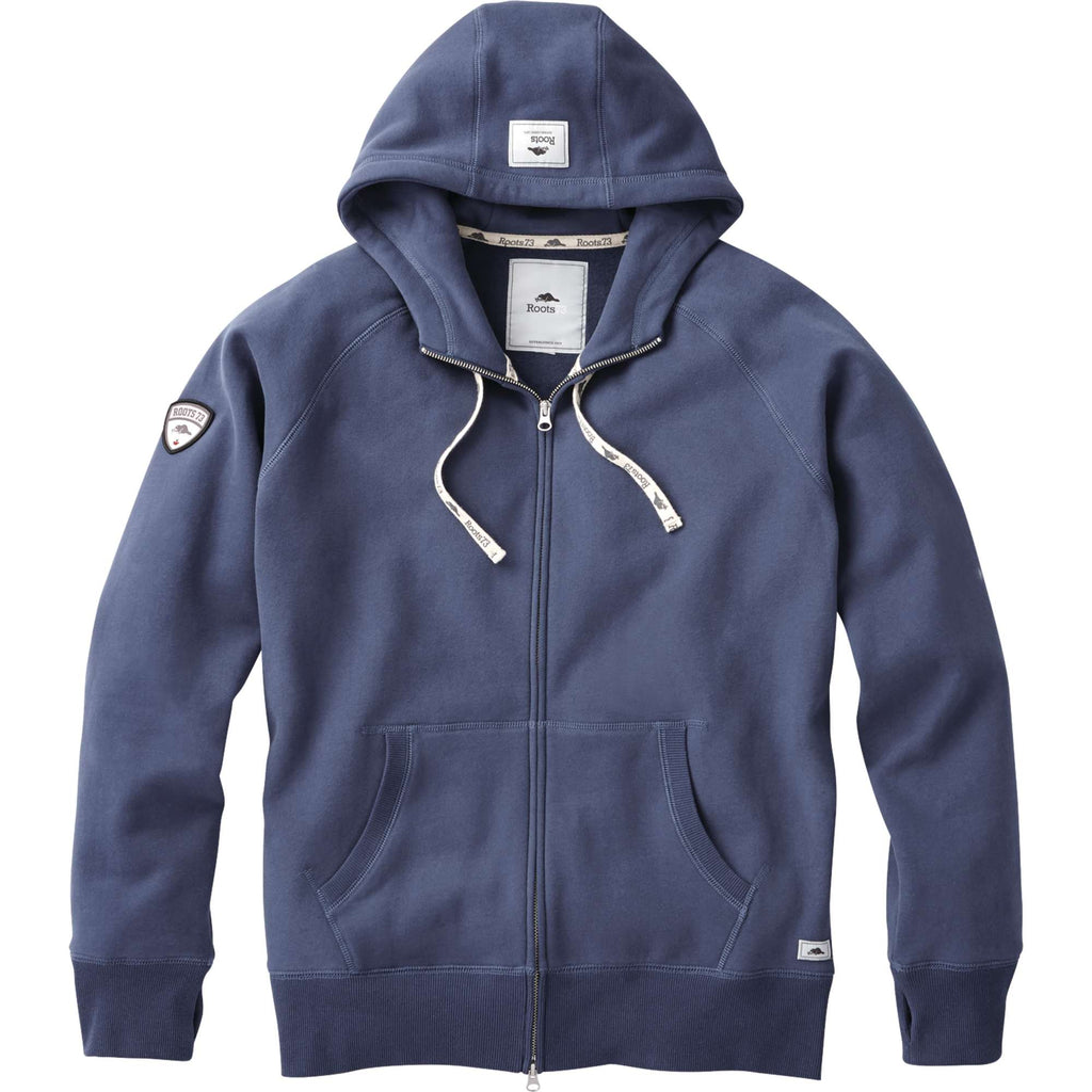 Roots73 Riverside Full Zip Fleece Hoodie for Men Transfer - Indigo Blue - Front Flat