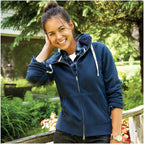 Roots73 Riverside Full Zip Fleece Hoodie for Women Transfer - Atlantic Navy - Front On Model