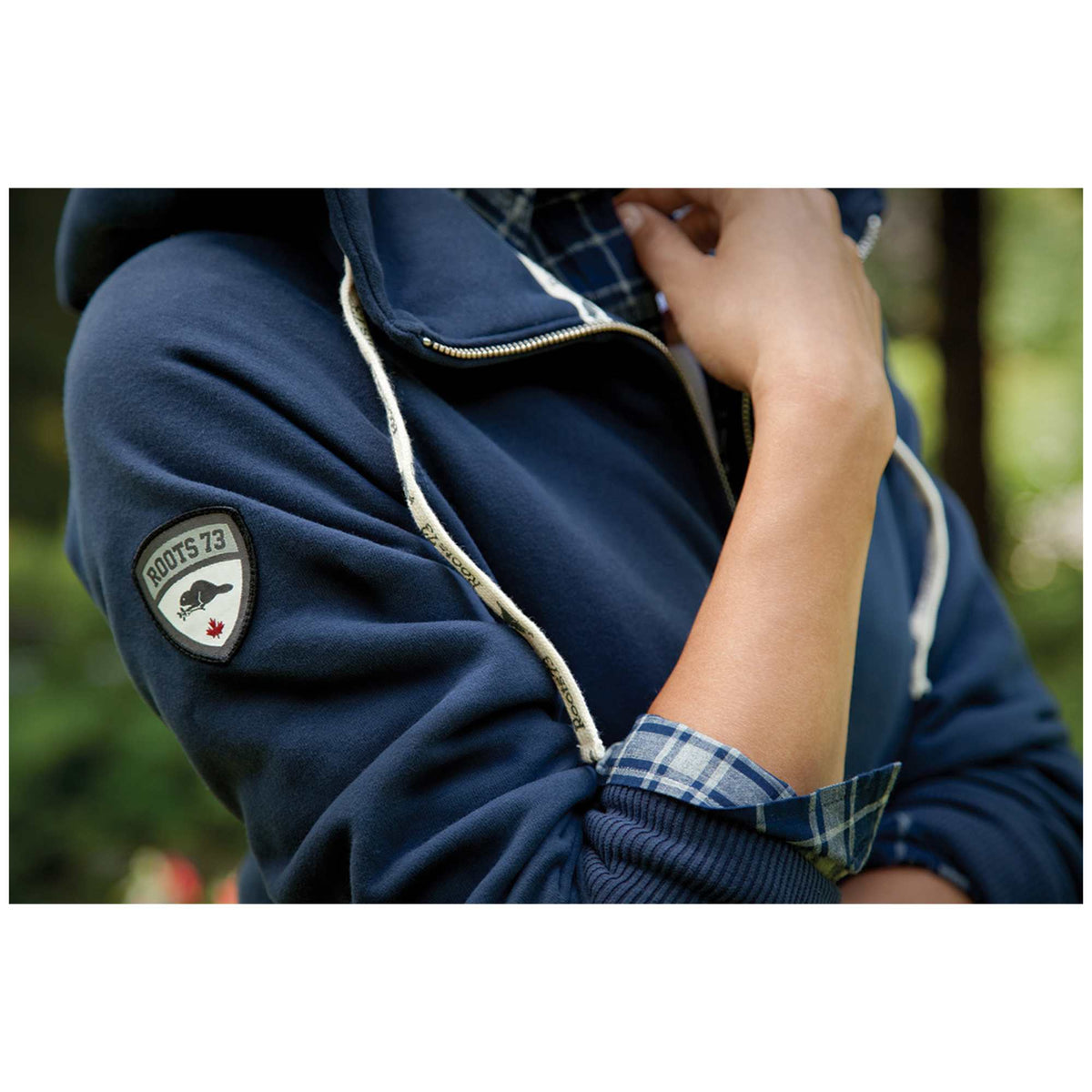 Roots73 Riverside Full Zip Fleece Hoodie for Women Transfer - Atlantic Navy - On Model
