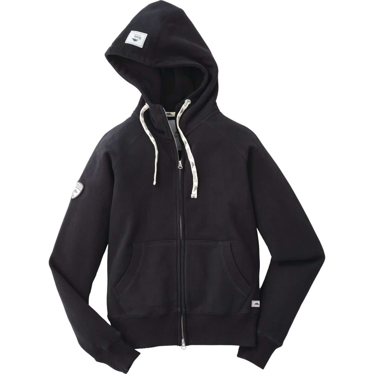 Roots73 Riverside Full Zip Fleece Hoodie for Women Transfer - Black - Front Flat
