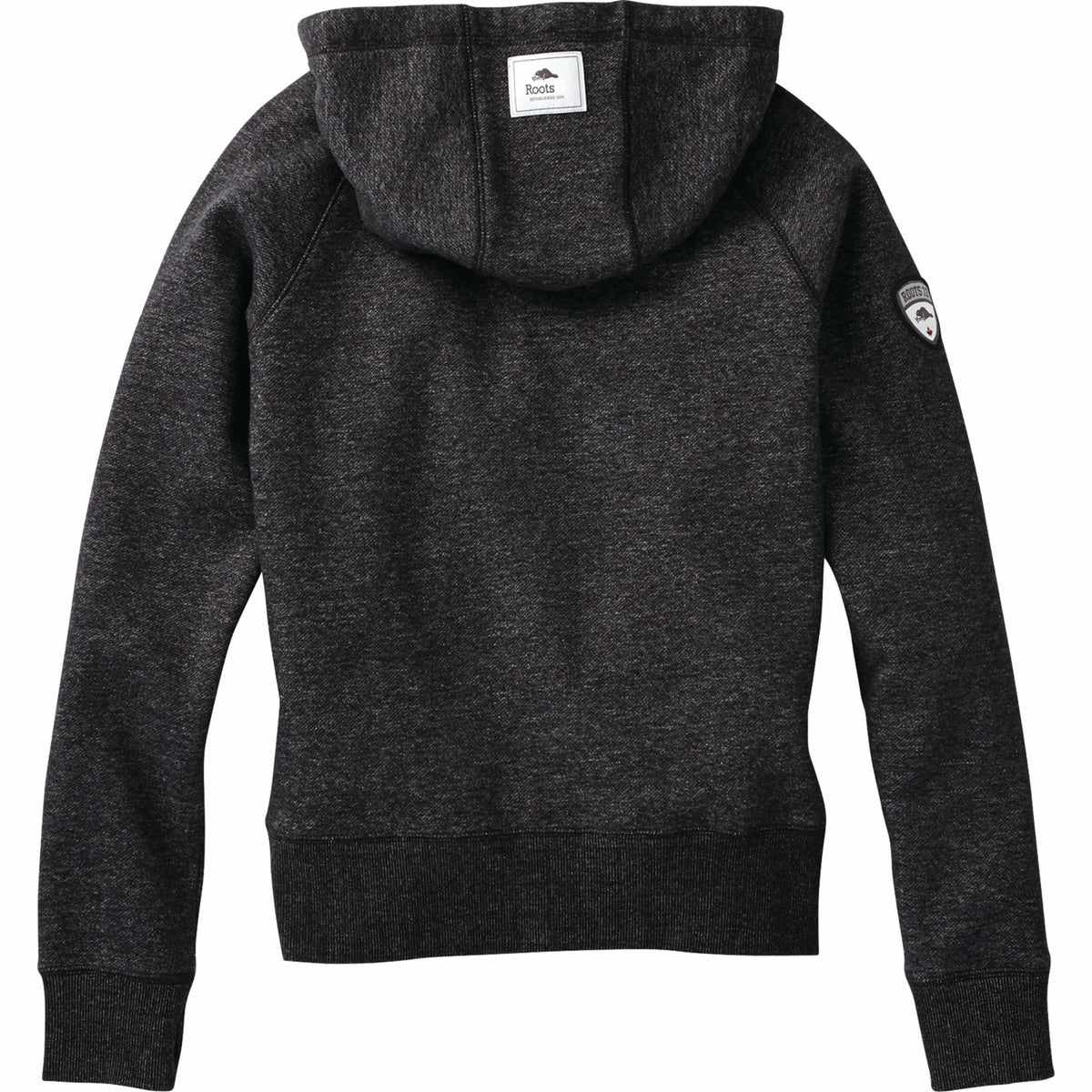 Roots73 Riverside Full Zip Fleece Hoodie for Women Transfer - Black Mix - Back Flat