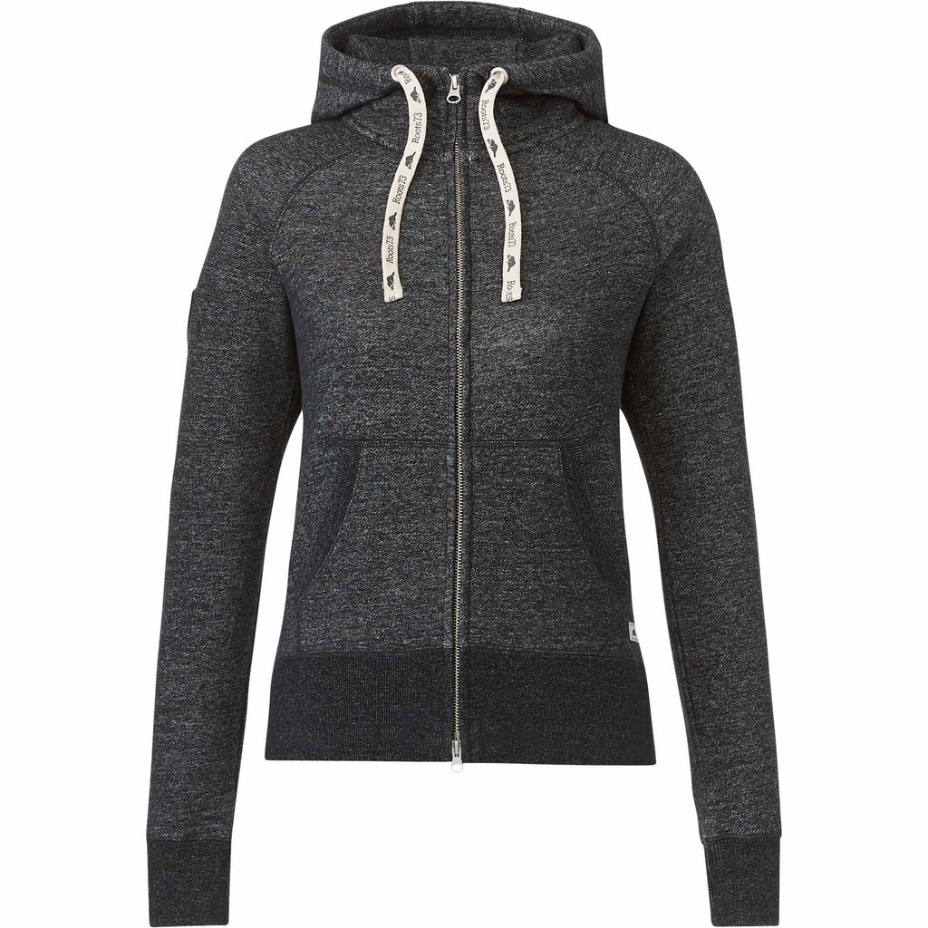 Roots73 Riverside Full Zip Fleece Hoodie for Women Transfer - Black Mix - Front