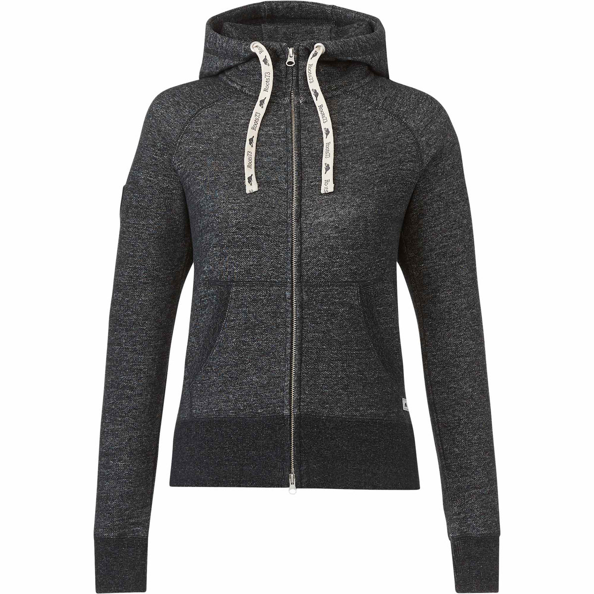 Roots73 Riverside Full Zip Fleece Hoodie for Women Transfer - Black Mix - Front