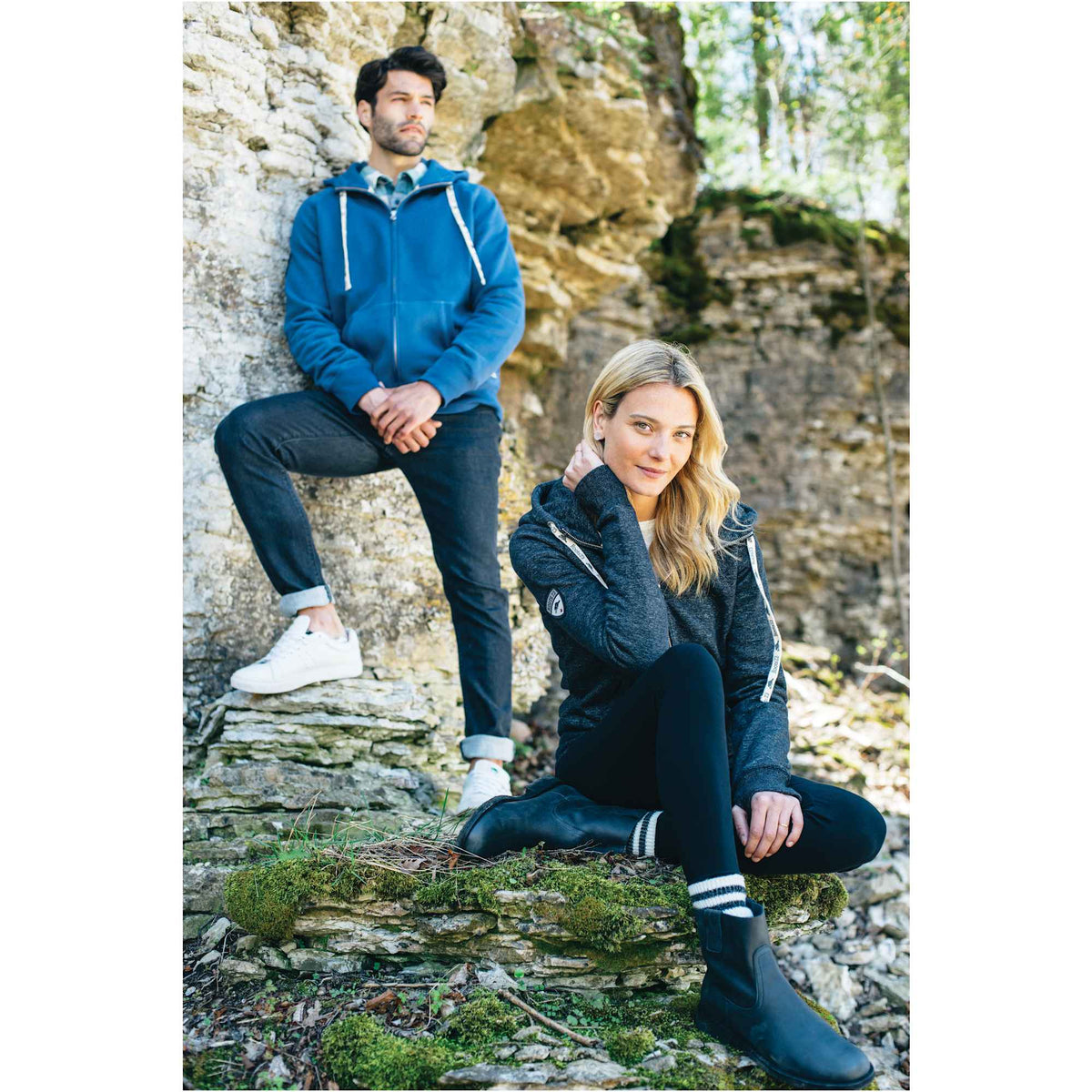 Roots73 Riverside Full Zip Fleece Hoodie for Women Transfer - Black Mix - On Model