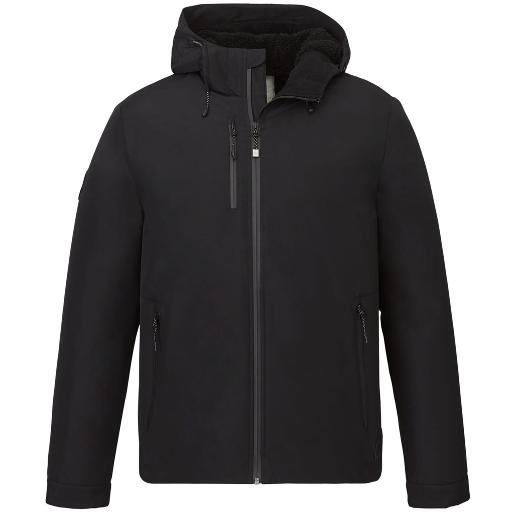 Roots73 Rockglen Sherpa Lined Waterproof Jacket for Men Debossing - Black - Front