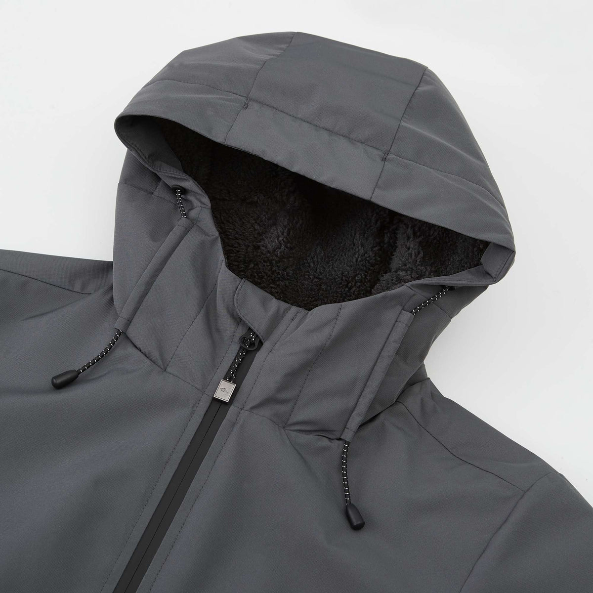Roots73 Rockglen Sherpa Lined Waterproof Jacket for Women Debossing - Charcoal - Detail Hood