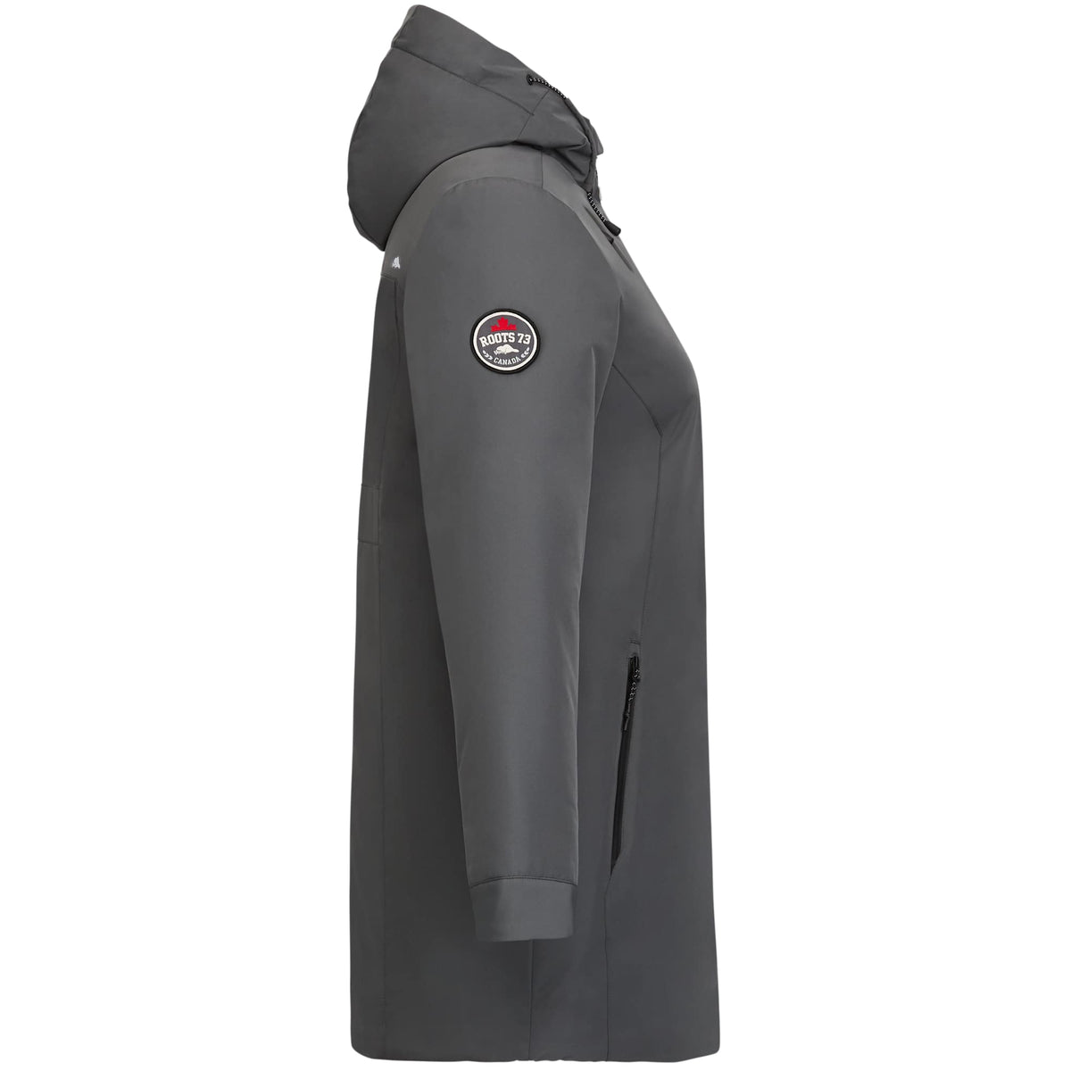 Roots73 Rockglen Sherpa Lined Waterproof Jacket for Women Embroidery - Charcoal - Right Side
