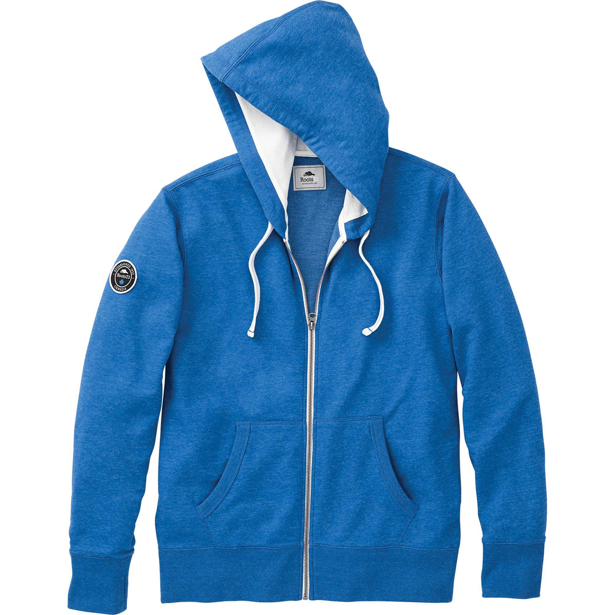 Roots73 Sandylake French Terry Full Zip Hoodie for Men Embroidery - Baltic Blue Heather - Front Flat