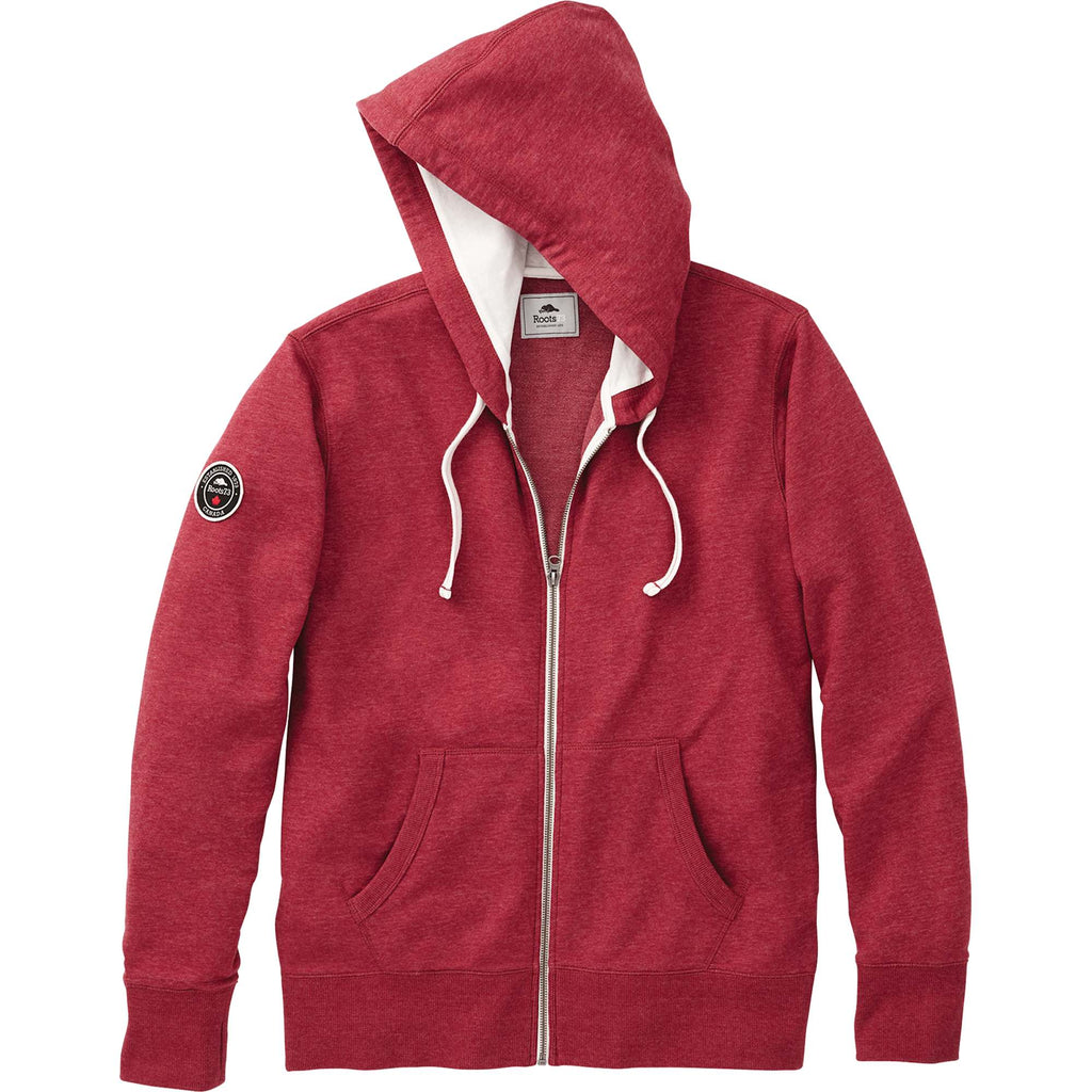 Roots73 Sandylake French Terry Full Zip Hoodie for Men Embroidery - Dark Red Heather - Front Flat