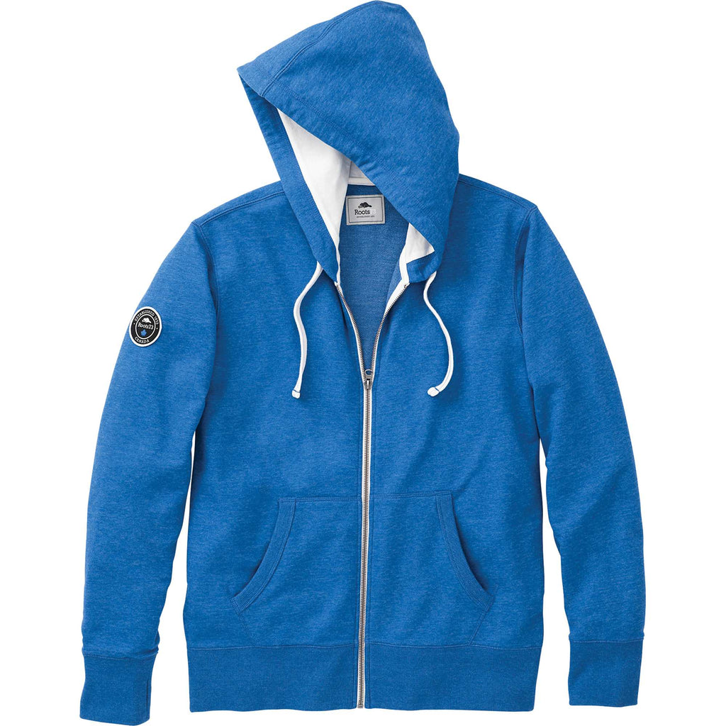 Roots73 Sandylake French Terry Full Zip Hoodie for Men Transfer - Baltic Blue Heather - Front Flat
