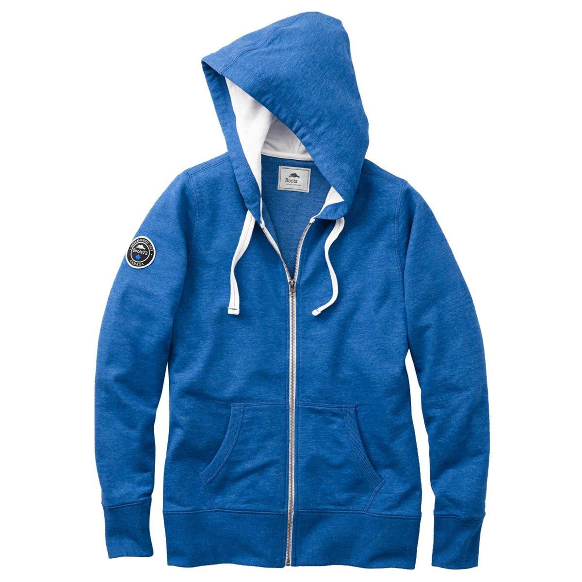 Roots73 Sandylake French Terry Full Zip Hoodie for Women Transfer - Baltic Blue Heather - Front Flat