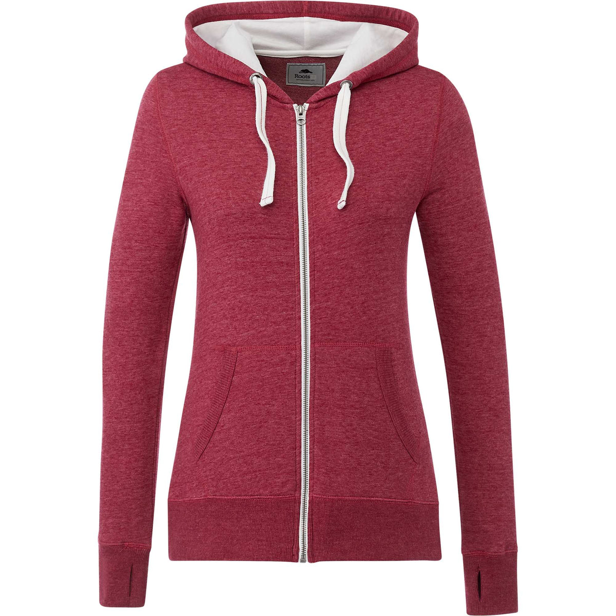 Roots73 Sandylake French Terry Full Zip Hoodie for Women Transfer - Dark Red Heather - Front