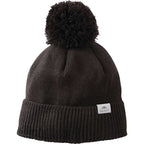 Roots73 Shelty Pom Beanie with Fleece Band Embroidery - Black - Flat