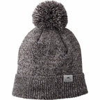 Roots73 Shelty Pom Beanie with Fleece Band Embroidery - Dark Charcoal Mix - Flat