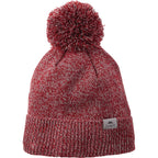 Roots73 Shelty Pom Beanie with Fleece Band Embroidery - Dark Red Heather - Flat