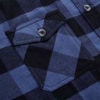 Roots73 Sprucelake Plaid Flannel Shirt for Men Embroidery - Indigo Blue/Black - Detail 3