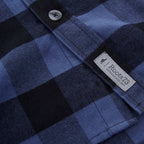 Roots73 Sprucelake Plaid Flannel Shirt for Men Embroidery - Indigo Blue/Black - Detail