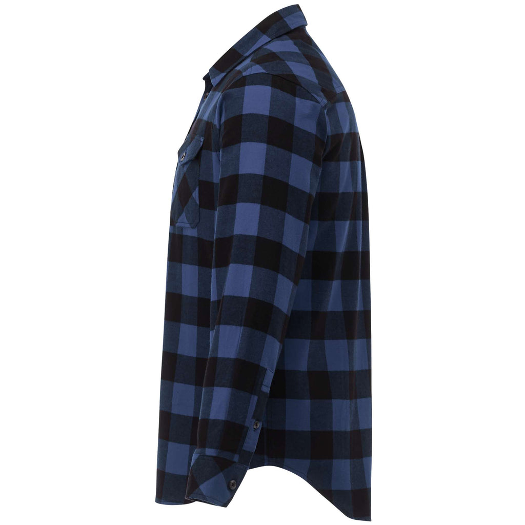 Roots73 Sprucelake Plaid Flannel Shirt for Men Embroidery - Indigo Blue/Black - Left Side