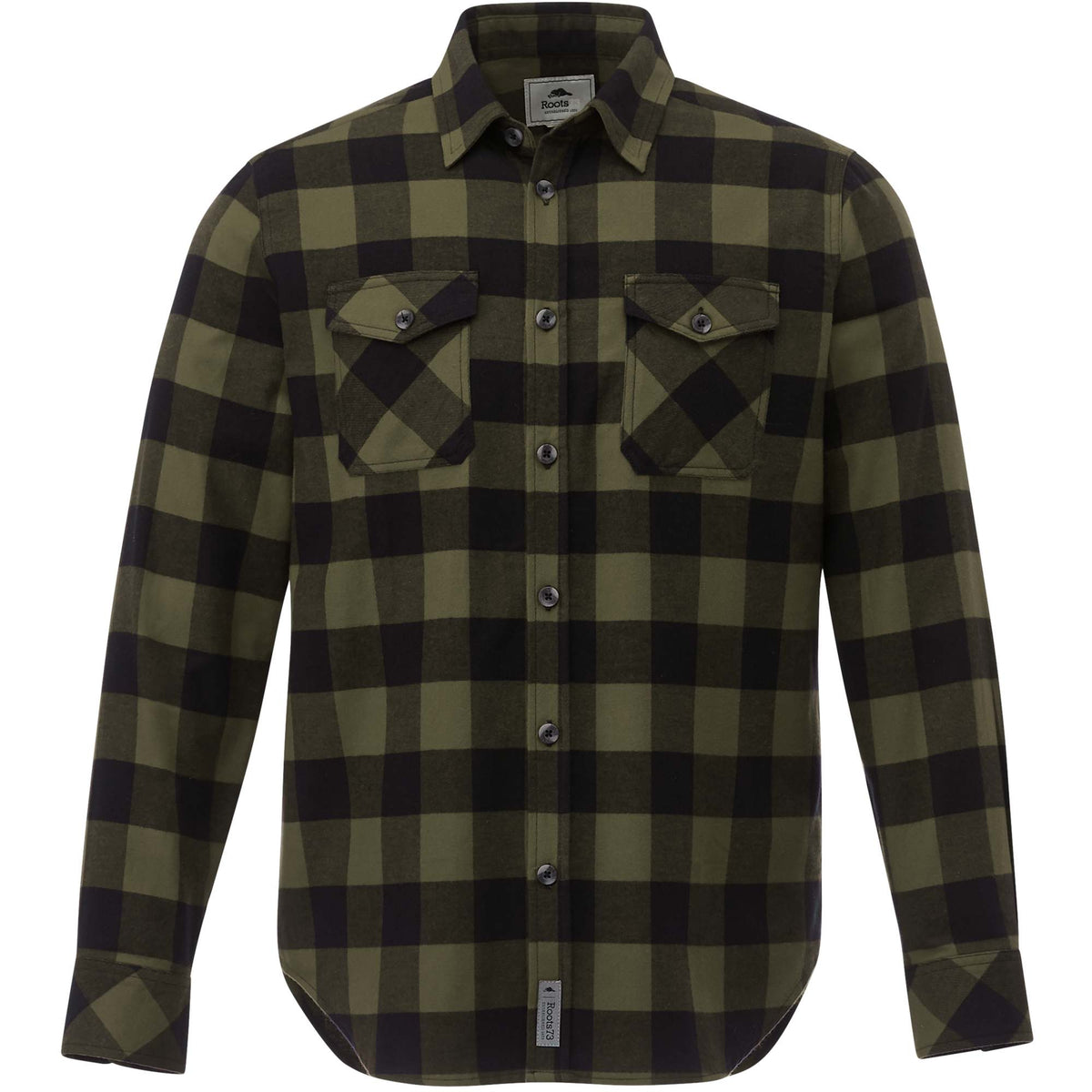 Roots73 Sprucelake Plaid Flannel Shirt for Men Embroidery - Loden/Black - Front