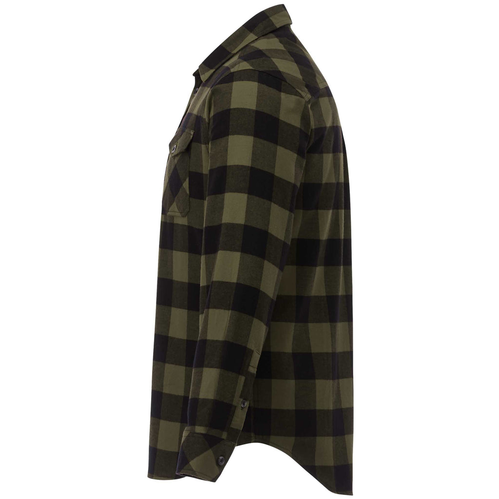 Roots73 Sprucelake Plaid Flannel Shirt for Men Embroidery - Loden/Black - Left Side