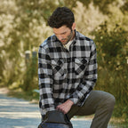 Roots73 Sprucelake Plaid Flannel Shirt for Men Embroidery - Quarry/Black - Front Flat 2