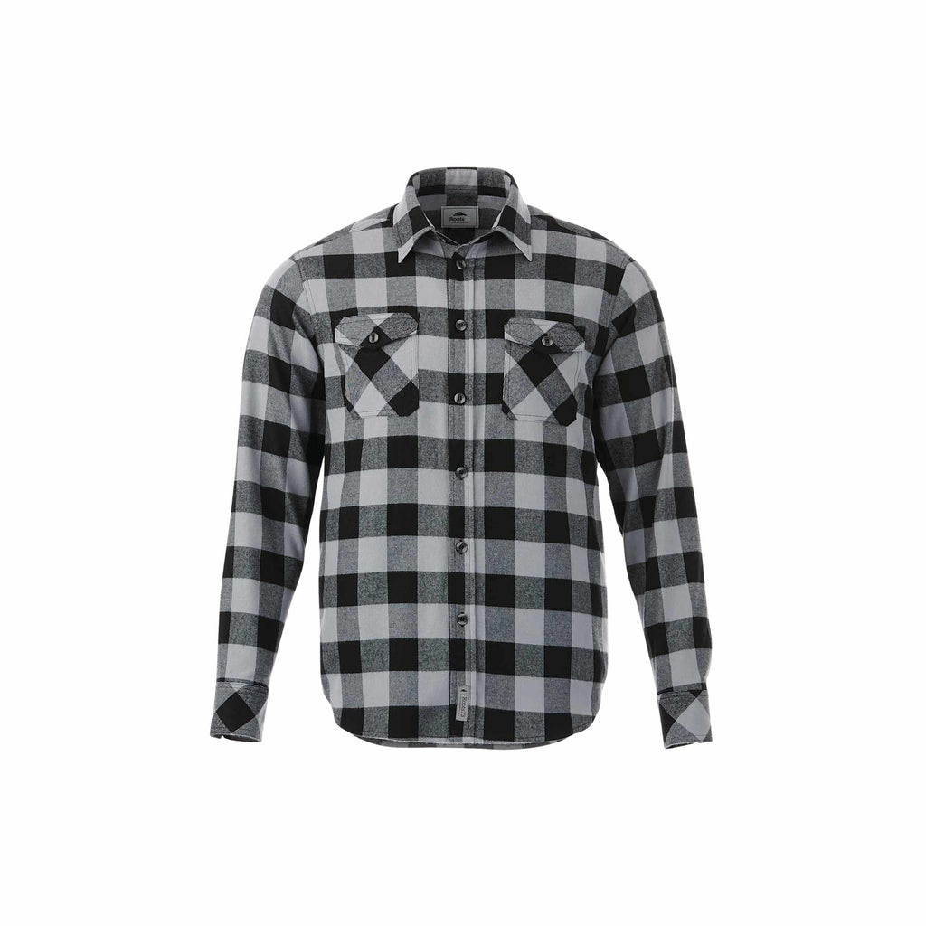 Roots73 Sprucelake Plaid Flannel Shirt for Men Embroidery - Quarry/Black - Front Flat