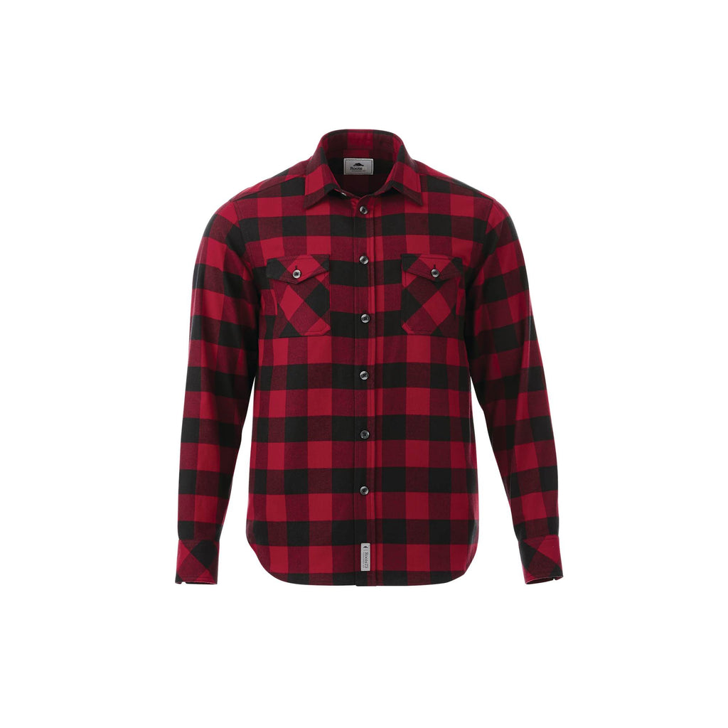 Roots73 Sprucelake Plaid Flannel Shirt for Men Transfer - Dark Red/Black - Front Flat